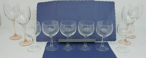 lot 121 image: Collectible Stemware Rose Stem and Etched Rose Water Goblet...