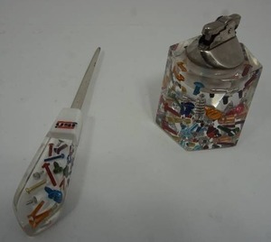 lot 2 image: Vintage Collectible USi Screwed Lighter and Letter Opener Acrylic Style...