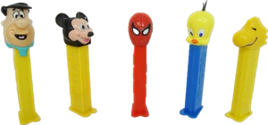 lot 49 image: Vintage Collectible Toy Pez Dispensers Including Seinfelds Tweety Bird 1980, Peanuts Gang Woodstock, Marvels Spider-Man Red Hungary, Flintstones Fred Flintstone...