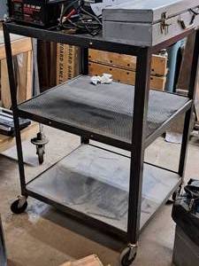 lot 193 image: Metal Rolling Cart  Rack 3-shelf