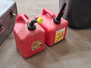 lot 196 image: Lot of (2) 2-Gallon Plastic Gas Cans