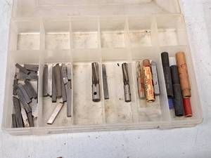 lot 158A image: Plastic Parts Organizer Case with Small Lathe Tools