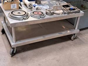 lot 303 image: Stainless Steel Rolling Table 2-tier