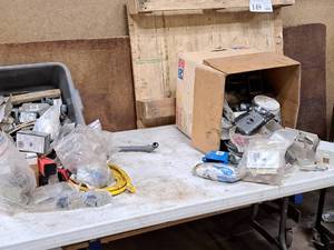 lot 363 image: Lot of (2 Boxes) Assorted Electical Supplies - Boxes, Plugs, Face Plates, Switches, Receptacles