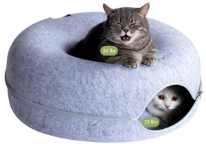 lot 119 image: Cattasaurus Peekaboo Cat Cave for Multiple & Large Cats, Light Gray