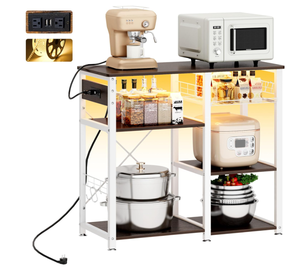 lot 124 image: soges 3-Tier Kitchen Bakers Rack with Power Outlet & USB Ports, Utility Microwave Oven Stand