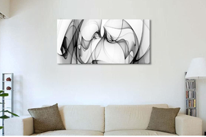 lot 125 image: Black and White Abstract Painting Sense of Space Canvas Print, 20 x 40