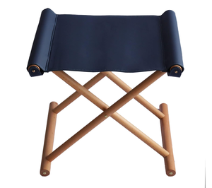 lot 131 image: SORBARIA Soft Vegan Leather Solid Beech Frame X Base Stool - Blue