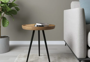 lot 134 image: Chervey Side Table Mango Wood & Iron in Natural & Black Legs