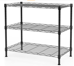 lot 140 image: 3 Shelf Wire Shelving Unit Adjustable Storage Shelving 21.26W x 11.41D x 22.83H (Black)