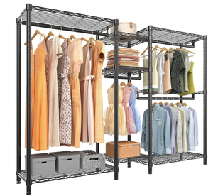 lot 147 image: Wire Garment Rack Heavy Duty Clothes Rack for Hanging Clothes, 71.2 L x 14.6 W x 76.4 H, Max Load 750lbs, Medium Size (Black)