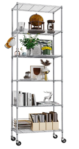 lot 148 image: Homdox 6 Tier Wire Shelving Unit on Wheels, Storage Shelves, 21.26 x 11.42 x 72.05 inch (L x W x H)