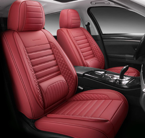 lot 160 image: HAITOUR Full Coverage Leather Car Seat Covers Full Set Universal Fit for Most Cars Sedans Trucks SUVs (Wine Red)