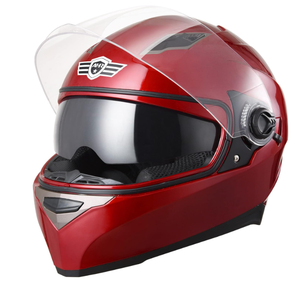 lot 164 image: AHR Motorcycle Full Face Helmet Dual Visor Street Bike Lightweight DOT Approved, Red, XL