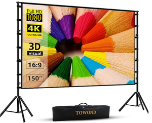 lot 215 image: Projector Screen and Stand,Towond 150 inch Indoor Outdoor Projection Screen