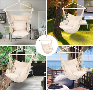 lot 222 image: Highwild Hammock Chair Hanging Rope Swing - Max 500 Lbs