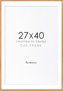 lot 232 image: 27x40 Picture Frame, Rustic Oak Wood Poster Frame