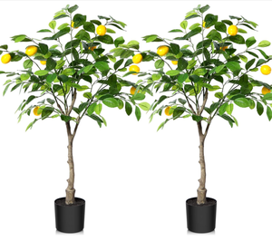 lot 244 image: Kazeila 2 Pack Artificial Lemon Tree, 3 Feet Fake Lemon Plant