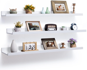 lot 262 image: LOT OF 3 Axeman White Picture Ledge Shelf 48 Inch, Floating Shelves Wall Mounted