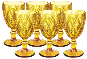 lot 272 image: NiLor Amber Glasses Goblets Drinkware Set Water Glasses Colored Wine Glasses Set of 6