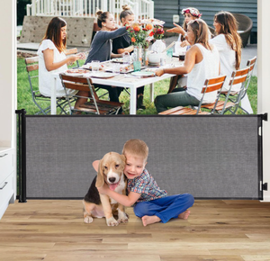 lot 301 image: 120 Inch Extra Wide Retractable Baby Gates, 41 Extra Tall Dog Gate