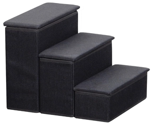lot 314 image: Etna 3-Step Pet Steps with Storage Fold Away Pet Stairs for Dogs Cats Black