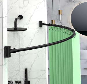 lot 316 image: PrettyHome Adjustable Arched Curved Shower Curtain Rod Rustproof Expandable Aluminum Metal Shower Rod 38-72 Inches