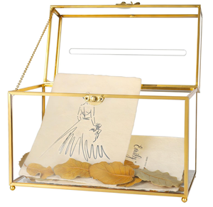 lot 320 image: REDHUGO Gold Glass Card Box Handmade with Slot