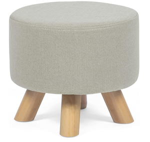 lot 335 image: Asense Round Ottoman Foot Rest Linen Fabric Padded Small Seat