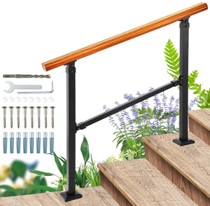 lot 341 image: UOKRR Outdoor Handrails for Exterior Steps 3 Step Indoor Stairs Railing