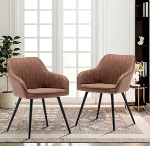 lot 41 image: Awonde Brown Faux Leather Accent Chairs Set of 2