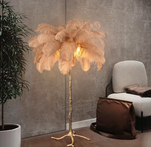 lot 43 image: JAYMP Ostrich Feather Floor Lamp for Living Room Sofa Bedside Standing Reading Lamp Elegant Romantic Beautiful