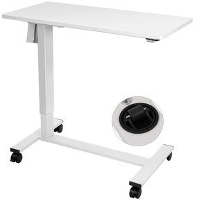 lot 45 image: TOPSKY Electric Height Adjustable Overbed Bedside Table with Wheels for Home Office Use (White  White Frame)