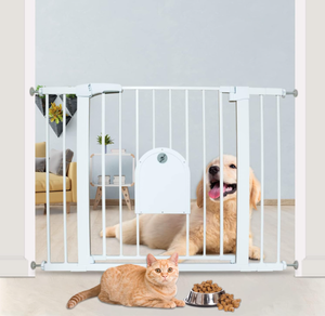 lot 276 image: Baby Gate with Cat Door, Auto Close Safty Dog Gate with Cat Door