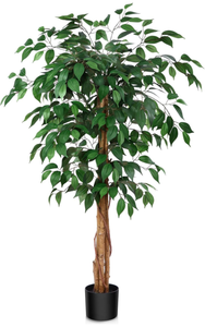 lot 403 image: SOGUYI 4ft Ficus Artificial Trees with Realistic Leaves and Trunk