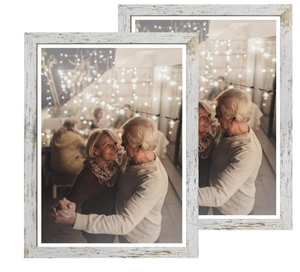 lot 440 image: Capcillin 12x18 Picture Frame Wood Pattern Distressed White Poster Frame Set of 2