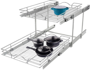 lot 441 image: OCG 2 Tier Pull Out Cabinet Organizer (14 W x 21 D), Pull Out Drawers for Kitchen Cabinets