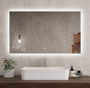lot 57 image: BYECOLD Smart Bathroom Mirror Wi-Fi Enabled Weather Display 39 x 24