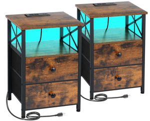 lot 65 image: AMHANCIBLE Nightstands Set of 2, End Tables Living Room with Fast Charging Station