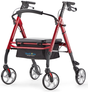 lot 66 image: Heavy Duty Rollator Walker with Large Seat - Bariatric Rolling Walker for Seniors with Backrest