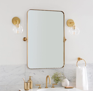 lot 72 image: ANDY STAR Brushed Gold Pivot Mirror for Bathroom