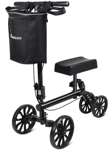 lot 76 image: FlyingJoy Steerable Knee Walker with Double Handbrake and Height Adjustment Handgrip for Foot Injuries