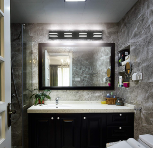 lot 451 image: SOLFART Modern LED Bathroom Fixtures Vanity Lights Over Mirror Acrylic 29.5 Inch 4 Lights Bathroom Lights Matt Black