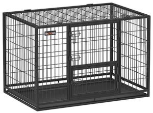 lot 464 image: Feandrea Heavy-Duty Dog Crate, with Removable Tray, XL for Medium and Large Dogs, 42.1 x 27.6 x 29.5 Inches, Black