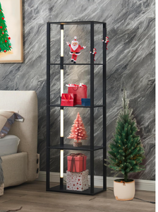 lot 522 image: FENLO 64 Display Shelf with Dimmable LED Floor Lamps, Sturdy Display Cabinet with Shelves
