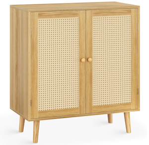 lot 90 image: Huuger Buffet Cabinet with Storage, Storage Cabinet with PE Rattan Decor Doors