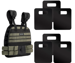 lot 91 image: INFIDEZ Tactical Adjustable Weighted Vest 12-31lbs with Weight Plates 8x10 inch Included