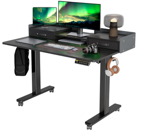 lot 92 image: Claiks Standing Desk with Drawers, Stand Up Electric Standing Desk Adjustable Height