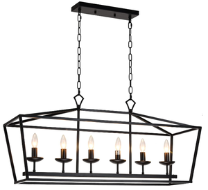 lot 93 image: Shine Decor 6-Light Kitchen Island Linear Chandelier
