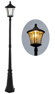 lot 550 image: LUTEC Outdoor Solar Lamp Post Light, Dusk to Dawn Waterproof Pole Light with Patterned Glass